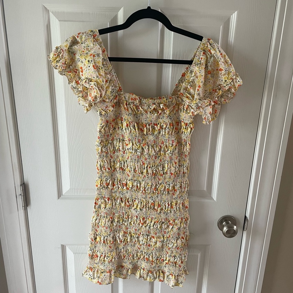 Cotton smocked floral dress